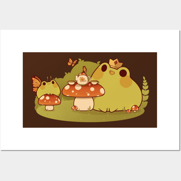 Frog fairy prince tea party Wall Art by Rihnlin